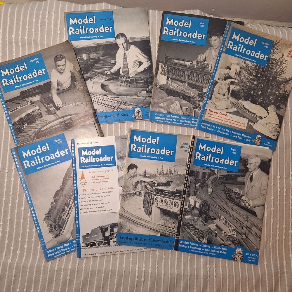 8 MODEL RAILROADER Magazines 1949- 1952 Assorted Toy Train Model  Vintage Hobby
